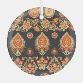 Paisley Oriental Ethnic Stoff Ornament Aus Glas (Vorderseite)