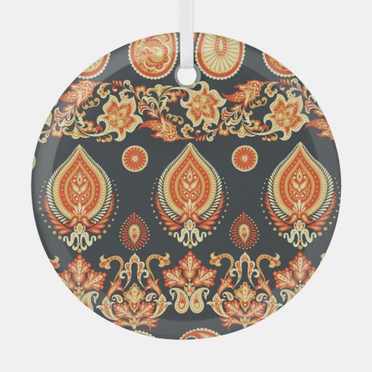 Paisley Oriental Ethnic Stoff Ornament Aus Glas (Vorderseite)