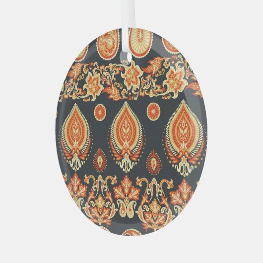 Paisley Oriental Ethnic Stoff Ornament Aus Glas (Vorderseite links)