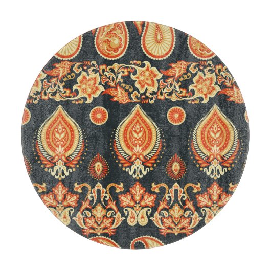 Paisley Oriental Ethnic Stoff Schneidebrett (Vorderseite)