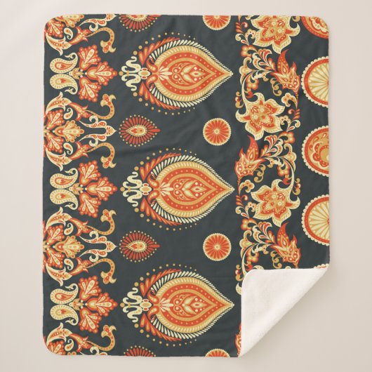 Paisley Oriental Ethnic Stoff Sherpadecke (Vorderseite)