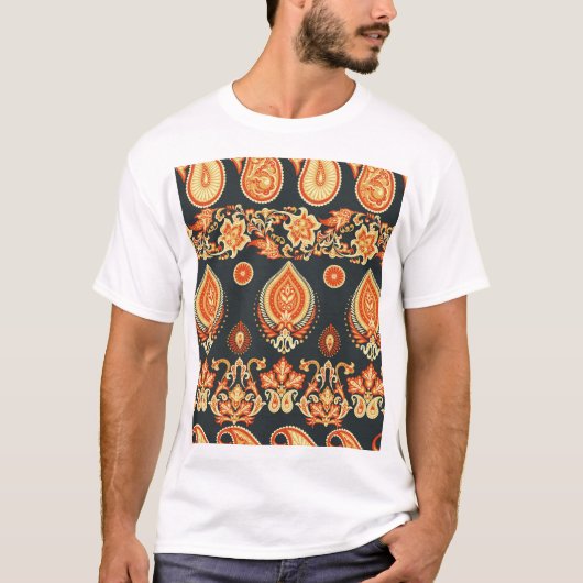 Paisley Oriental Ethnic Stoff T-Shirt (Vorderseite)