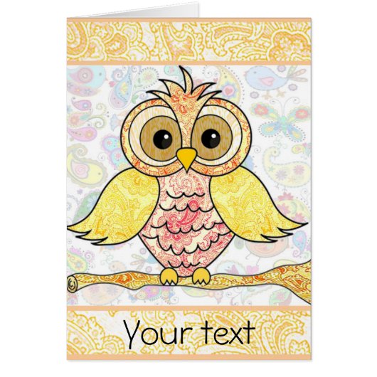 paisley owl greeting card (Vorne)
