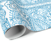 Paisley Passion - (Blau) (Henna) (Monogramm) Geschenkpapier (Rolleneckpunkt)
