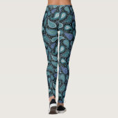 Paisley Patches Abstrakte Formen Navy Blue Leggings (Rückseite)