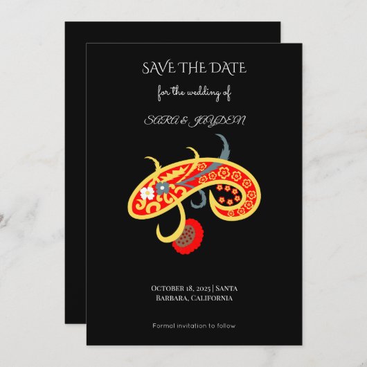 Paisley Pattern | Abstract Floral | Boho Art Save The Date (Vorne/Hinten)