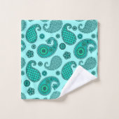 Paisley Pattern, Aqua und Türkis Badhandtuch Set (Waschlappen)
