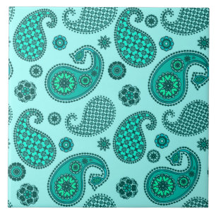 Paisley Pattern, Aqua und Türkis Fliese