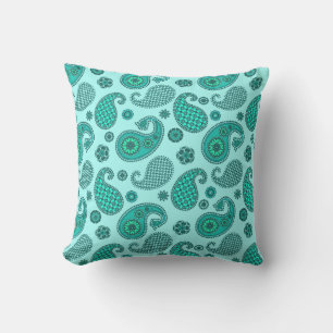 Paisley Pattern, Aqua und Türkis Kissen