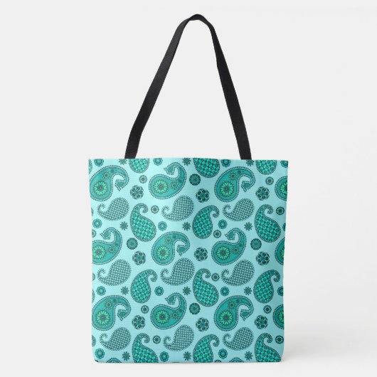 Paisley Pattern, Aqua und Türkis Tasche (Vorderseite)