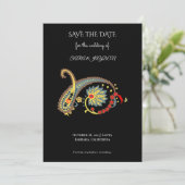 Paisley Pattern Art – Boho Ethnic Botanical Print Save The Date (Stehend Vorderseite)