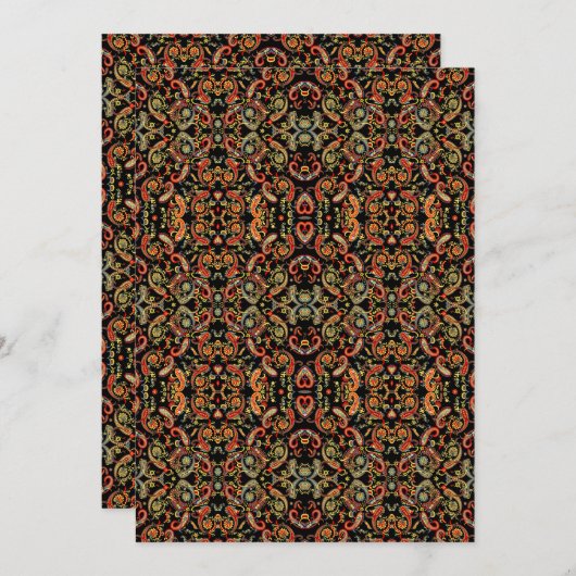 Paisley Pattern Art – Ornamental Floral Outline Save The Date (Vorne/Hinten)