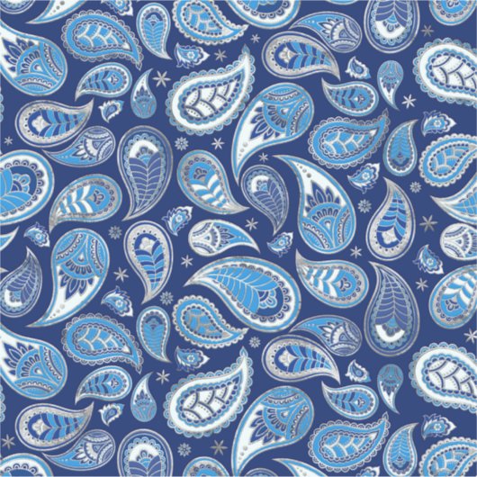 Paisley Pattern - Blau und Silber Aufkleber (Vorderseite)