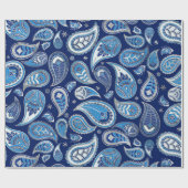 Paisley Pattern - Blau und Silber Geschenkpapier (Flach)