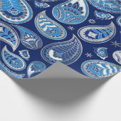 Paisley Pattern - Blau und Silber Geschenkpapier (Ecke)