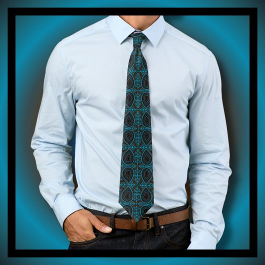 Paisley Pattern Blue Brown Black Krawatte