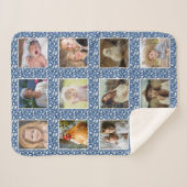 Paisley Pattern Blue Custom Family Foto Collage Sherpadecke (Vorderseite (Horizontal))