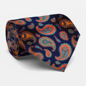 Paisley Pattern Blue Orange Krawatte (Gerollt)