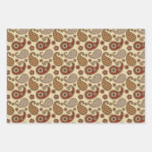 Paisley Pattern, Brown, Beige und Korallenorange Geschenkpapier Set (Vorderseite 2)
