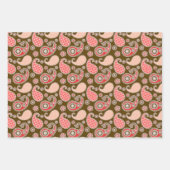 Paisley Pattern, Brown, Beige und Korallenorange Geschenkpapier Set (Vorderseite)