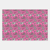 Paisley Pattern, Fuchsia Pink und Grau Geschenkpapier Set (Vorderseite 2)