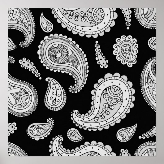 Paisley Pattern - Grau Poster (Vorne)
