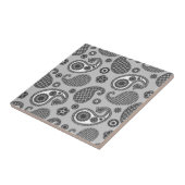 Paisley Pattern, grau, schwarz und weiß   Fliese (Seite)