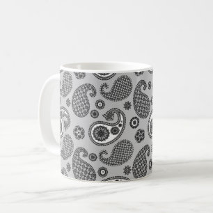 Paisley Pattern, grau, schwarz und weiß Kaffeetasse