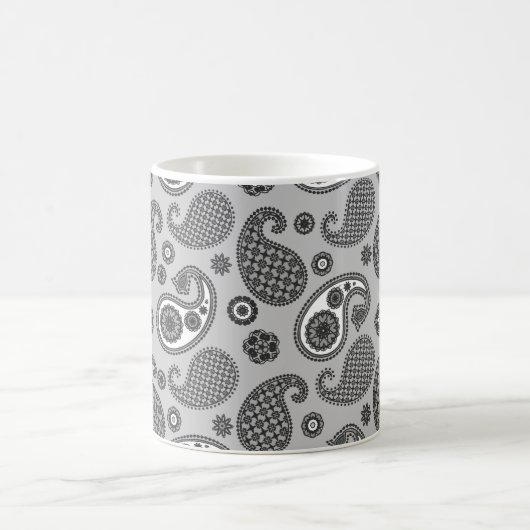 Paisley Pattern, grau, schwarz und weiß Kaffeetasse (Mittel)