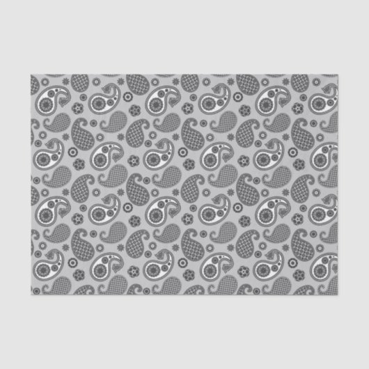 Paisley Pattern, grau, schwarz und weiß Seidenpapier (Vorderseite)