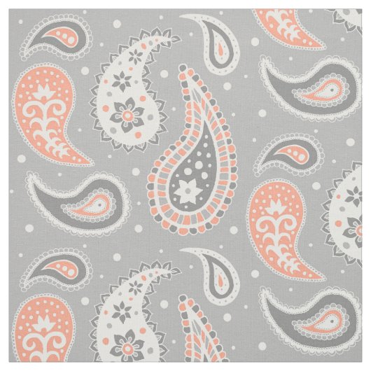 Paisley Pattern Gray and Coral Stoff (Muster)