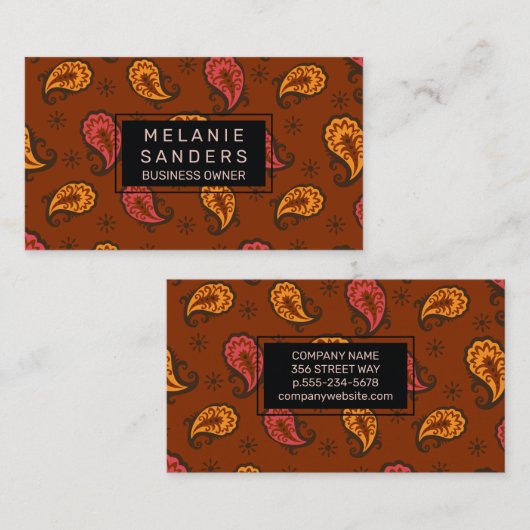 Paisley Pattern Hintergrund Visitenkarte (Vorne/Hinten)