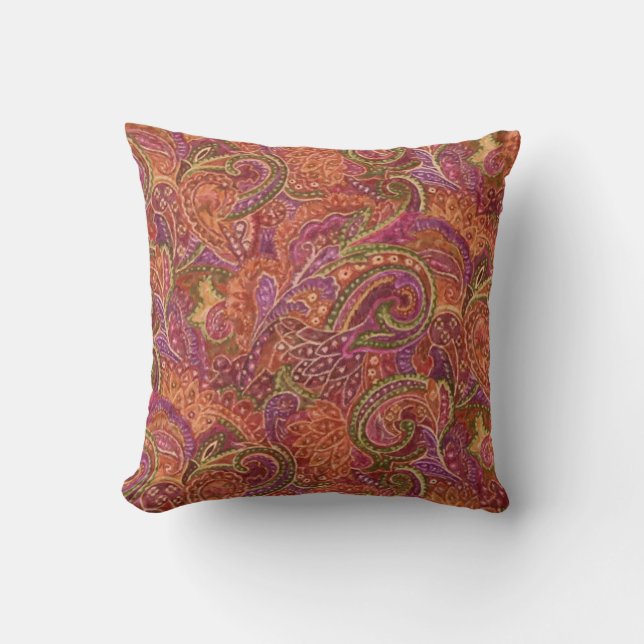 Paisley Pattern in Rot und Lila Kissen (Vorderseite)