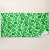Paisley Pattern, Jade und Emerald Green Strandtuch (Vorderseite)