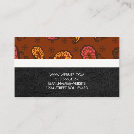 Paisley Pattern | Leder Visitenkarte (Rückseite)