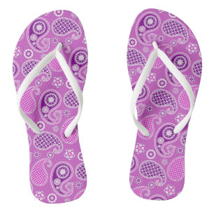 Paisley Pattern, Lilac und Amethyst Lila Badesandalen