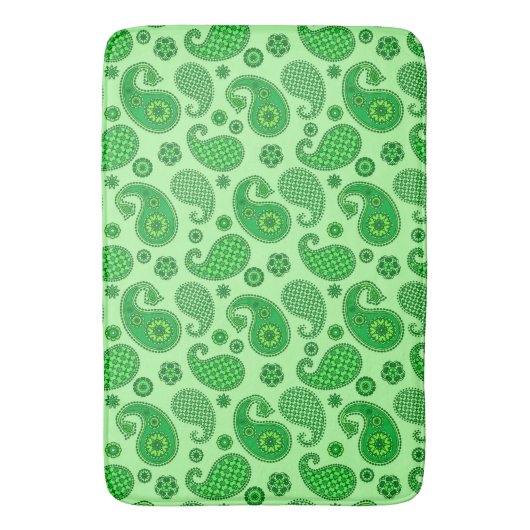Paisley Pattern, Limon und Emerald Green Badematte (Vorderseite Vertikal)