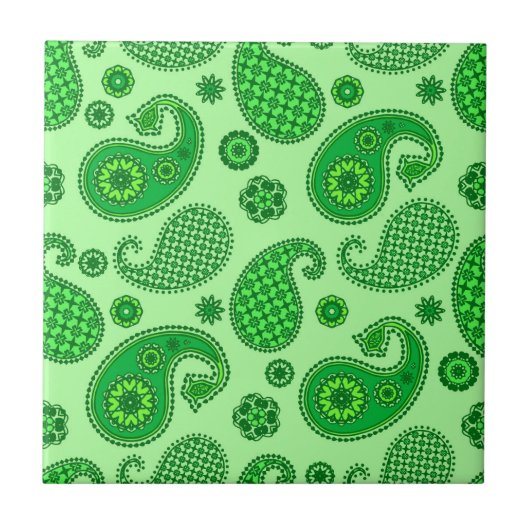 Paisley Pattern, Limon und Emerald Green Fliese (Vorderseite)
