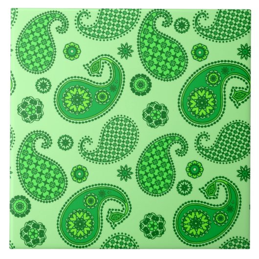 Paisley Pattern, Limon und Emerald Green Fliese (Vorderseite)