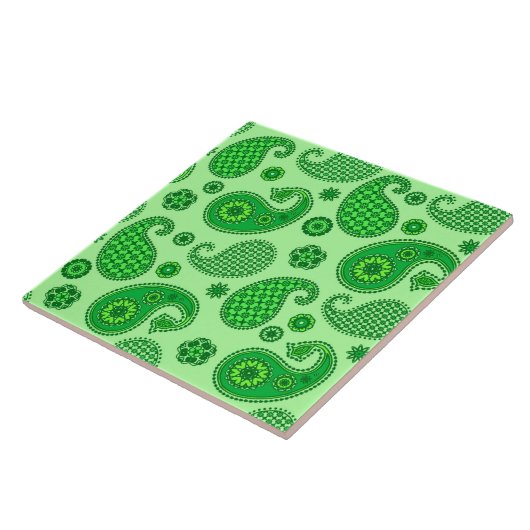 Paisley Pattern, Limon und Emerald Green Fliese (Seite)