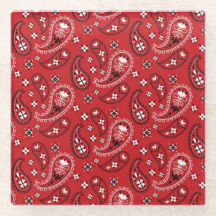 Paisley Pattern mit rotem Hintergrund-23214 Glasuntersetzer