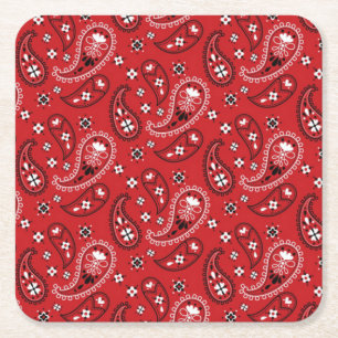 Paisley Pattern mit rotem Hintergrund-23214 Rechteckiger Pappuntersetzer
