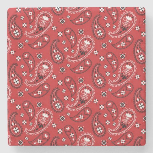 Paisley Pattern mit rotem Hintergrund-23214 Steinuntersetzer (Vorderseite)