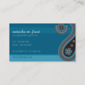 PAISLEY PATTERN niedliches hübsches Retro Türkis a Visitenkarte (Rückseite)