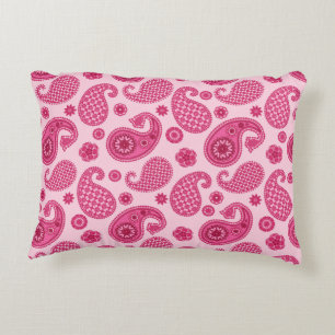 Paisley Pattern, Pastel Coral Pink und Fuchsia Dekokissen