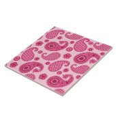 Paisley Pattern, Pastel Coral Pink und Fuchsia Fliese (Seite)