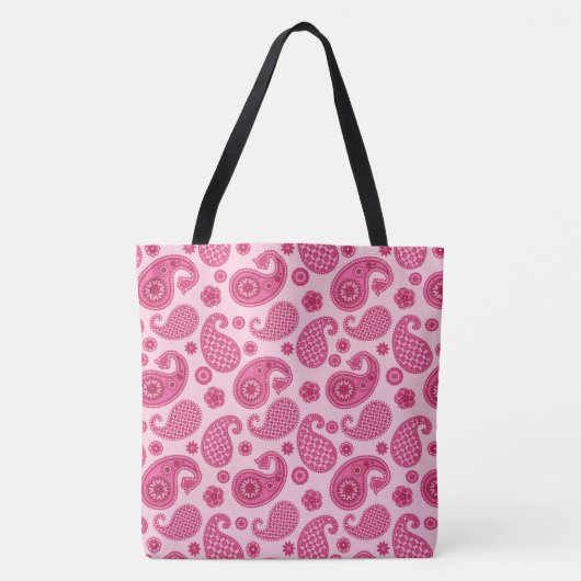 Paisley Pattern, Pastel Coral Pink und Fuchsia Tasche (Vorderseite)