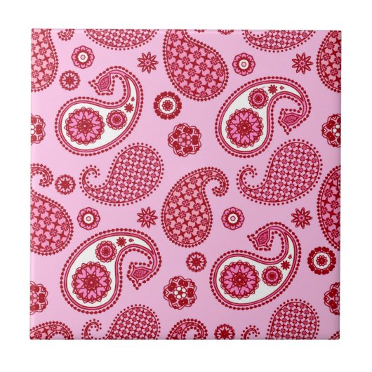 Paisley Pattern, Peppermint Pink und Weiß Fliese (Vorderseite)