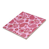 Paisley Pattern, Peppermint Pink und Weiß Fliese (Seite)
