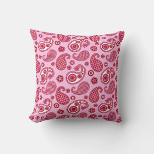 Paisley Pattern, Peppermint Pink und Weiß Kissen